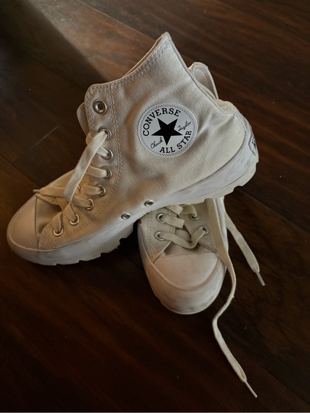 Converse Kids High-Top Sneakers in Cream Canvas